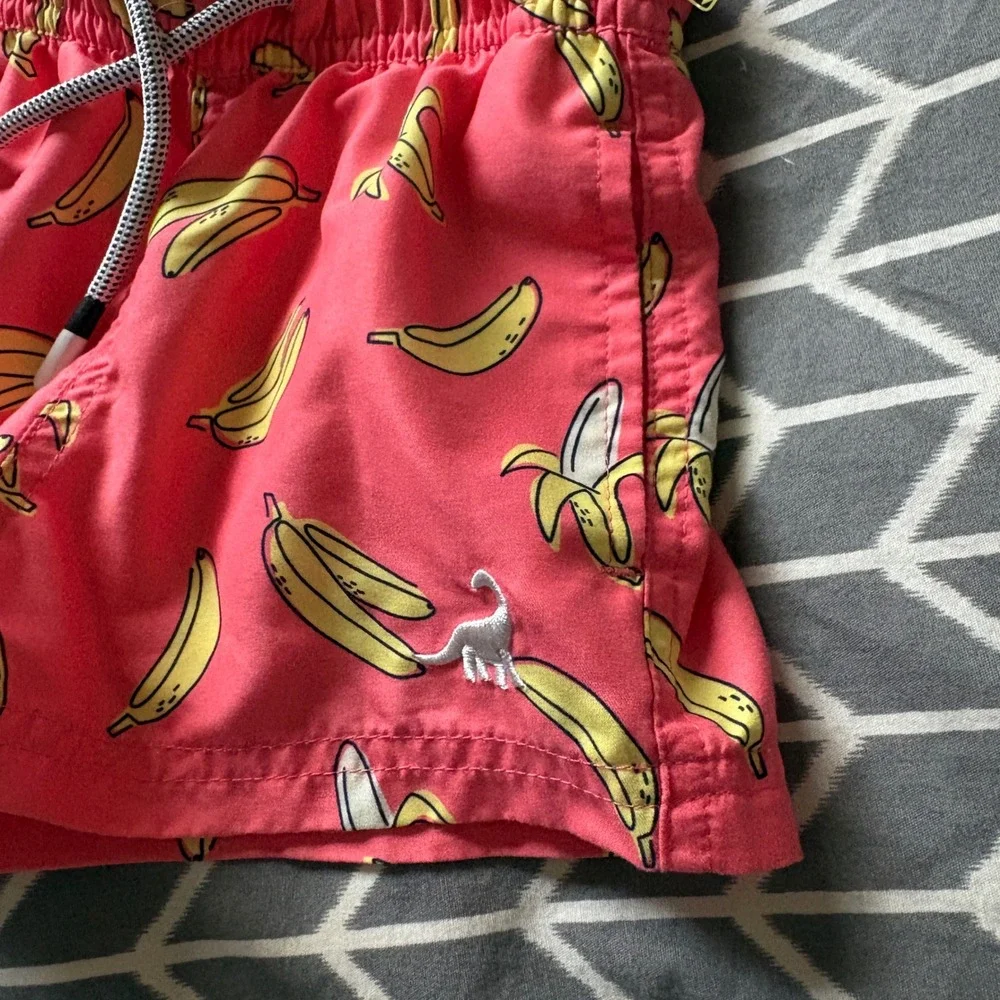 SurfCuz Swim Boys Coral Banana Print  Swim Trunks Shorts Size 2T
